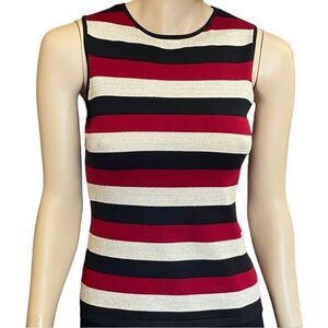 Vintage Top Casual Corner Knit Shirt Sleeveless Shell Striped Blouse Size M